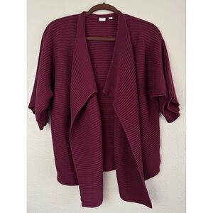 Gap ribbed maroon cascade open front cardigan sweater S